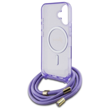 Guess Crossbody Cord Script MagSafe iPhone 16 Case - Purple