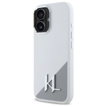 Karl Lagerfeld Silicone Initial Metal Logo MagSafe iPhone 16 Case - White