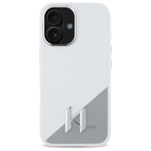 Karl Lagerfeld Silicone Initial Metal Logo MagSafe iPhone 16 Case - White