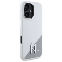 Karl Lagerfeld Silicone Initial Metal Logo MagSafe iPhone 16 Case - White