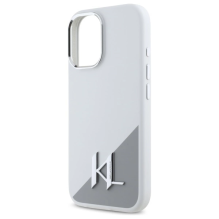 Karl Lagerfeld Silicone Initial Metal Logo MagSafe iPhone 16 Case - White