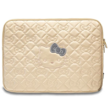 Hello Kitty Zip PU Quilted Bows case for a 14&quot; laptop - gold