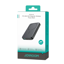 Powerbank Joyroom JR-W020 Mini 5000mAh USB-A USB-C inductive 20W - black + USB-C / USB-C cable