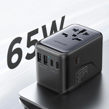 Joyroom JR-TCW02 65W Travel Adapter Universal EU / US / JP / AU / UK / CN - Black