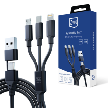 3mk Hyper Cable 3in1 USB-A - USB-C / USB-C - micro USB - Lightning 1,5 m - juodas