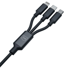 3mk Hyper Cable 3in1 USB-A - USB-C / USB-C - micro USB - Lightning 1,5 m - juodas