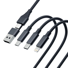 3mk Hyper Cable 3in1 USB-A - USB-C / USB-C - micro USB - Lightning 1,5 m - juodas