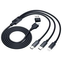 3mk Hyper Cable 3in1 USB-A - USB-C / USB-C - micro USB - Lightning 1,5 m - juodas