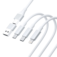 3mk Hyper Cable 3in1 USB-A - USB-C / USB-C - micro USB - Lightning 1.5m - white