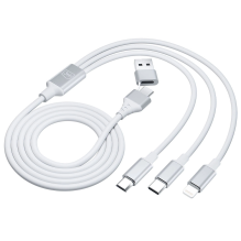 3mk Hyper Cable 3in1 USB-A - USB-C / USB-C - micro USB - Lightning 1.5m - white