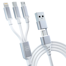 3mk Hyper Cable 3in1 USB-A - USB-C / USB-C - micro USB - Lightning 1.5m - white