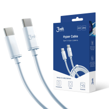 3mk Hyper Cable USB-C / USB-C 100W 2m - baltas