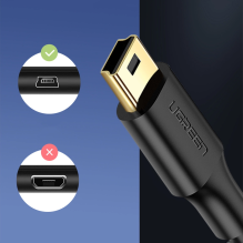 Ugreen 5 kontaktų paauksuotas USB laidas – mini USB 0,5 m juodas (US132)