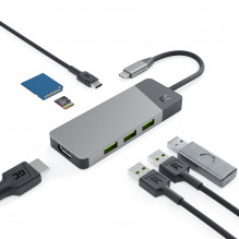 Adapteris HUB GC Connect 7in1 (3xUSB-A 3.1 HDMI 4K 60Hz USB-C PD 85W), skirtas Apple MacBook M1/M2, Lenovo X1, Asus ZenB