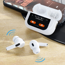 Dudao U19 in-ear TWS belaidės Bluetooth 5.3 ausinės su LED ekranu – baltos spalvos