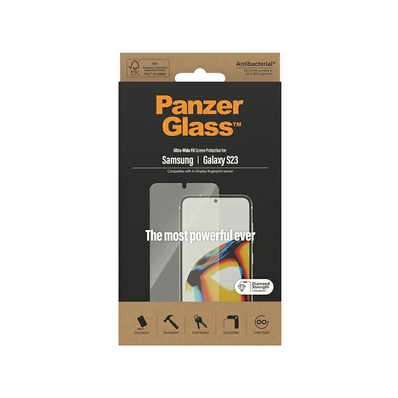 PanzerGlass Ultra-Wide Fit grūdintas stiklas, skirtas Samsung Galaxy S23