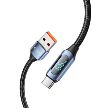 Tech-Protect UltraBoost Cable with LED Display USB-C / USB-A 66W 6A 2m - Blue