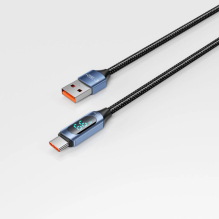 Tech-Protect UltraBoost Cable with LED Display USB-C / USB-A 66W 6A 2m - Blue