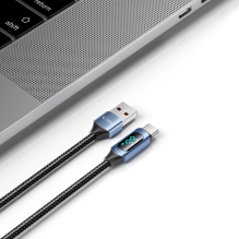 Tech-Protect UltraBoost Cable with LED Display USB-C / USB-A 66W 6A 2m - Blue