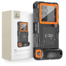 Tech-Protect Waterproof Case IPX8 for 4.7-6.7&quot; Smartphones - Black and Orange