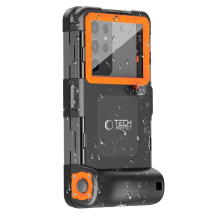 Tech-Protect Waterproof Case IPX8 for 4.7-6.7&quot; Smartphones - Black and Orange