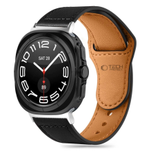 Tech-Protect Leatherfit dirželis, skirtas Samsung Galaxy Watch Ultra (47mm) – juodas