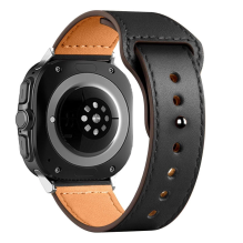 Tech-Protect Leatherfit dirželis, skirtas Samsung Galaxy Watch Ultra (47mm) – juodas