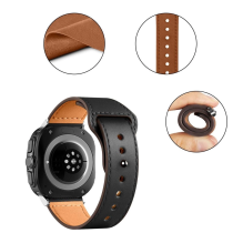 Tech-Protect Leatherfit dirželis, skirtas Samsung Galaxy Watch Ultra (47mm) – juodas