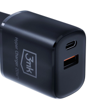 3mk Hyper Charger 20W USB-C USB-A sieninis įkroviklis – juodas