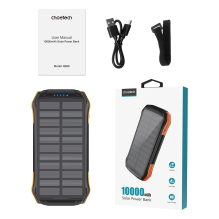 Choetech B658 solar power bank 10000mAh 2x USB-A - black and orange