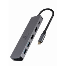 Gembird A-CM-COMBO3-03 USB tipo C 3 viename kelių prievadų adapteris (Hub + HDMI + PD)