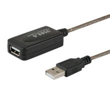 SAVIO CL-130 USB aktyvaus prievado plėtinys 10 m USB 2.0-A vyriškas USB 2.0-A moteriškas juodas