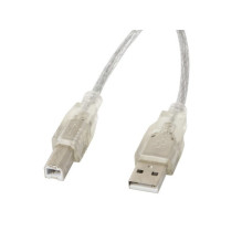 Lanberg CA-USBA-12CC-0018-TR USB laidas 1,8 m USB 2.0 USB B skaidrus