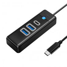 Orico Hub Adapter USB-C to 2x USB 3.0 + USB-C, 5 Gbps, 0.15m (Black)