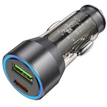 Car charger HOCO NZ12A (1xUSB 1xUSB-C) black