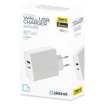 Įkroviklis Platinet (PLCUPD87W) (1xUSB-C 1xUSB) 87W baltas