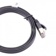 Ethernet cable Cat7, flat, 10 Gigabit, RJ45 connector, black, 1m