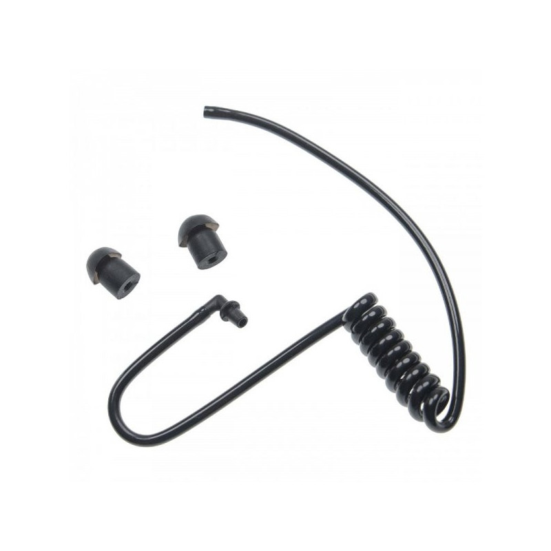 Replacement spiral sound tube, black-transparent, including 2x earpieces