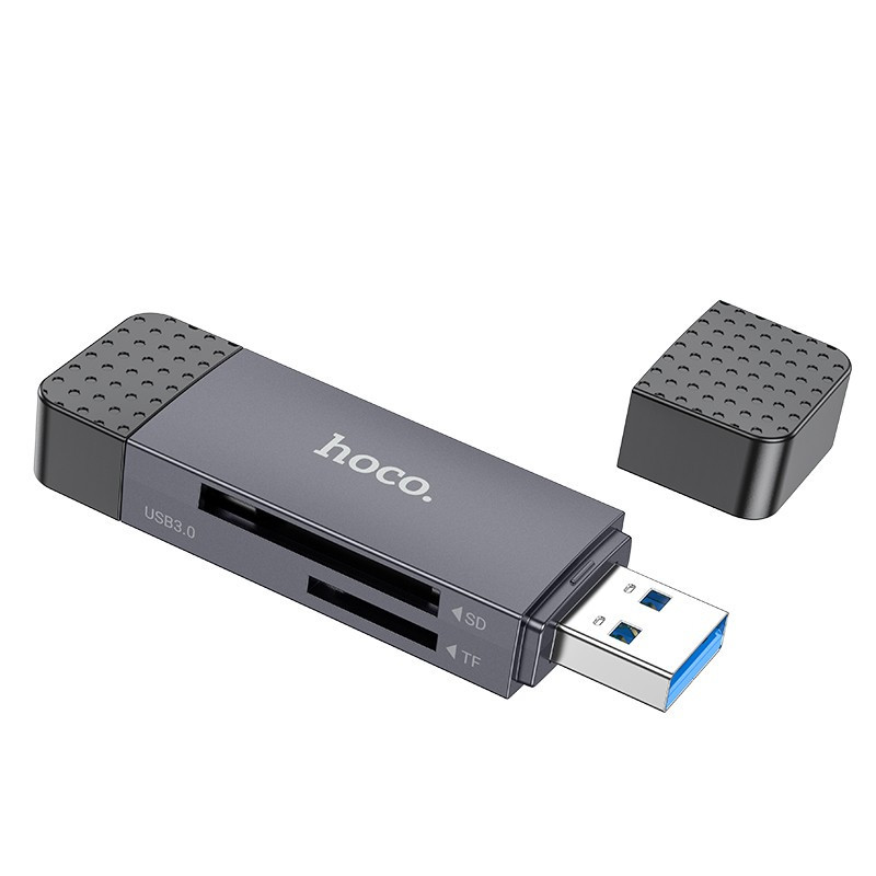 Atminties kortelių skaitytuvas Hoco HB45 USB-C / USB-A 2-in-1 USB3.0 pilkas