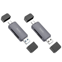 Atminties kortelių skaitytuvas Hoco HB45 USB-C / USB-A 2-in-1 USB3.0 pilkas