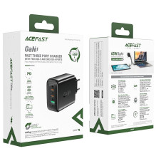 Įkroviklis Acefast A41 65W GaN 2xUSB-C / 1xUSB-A juodas