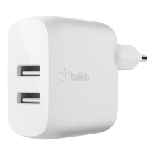 Įkroviklis Belkin Boost Charge Dual USB-A 24W + USB-A to USB-C kabelis baltas