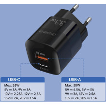 Įkroviklis Choetech PD5006 USB-C / USB-A 33W juodas