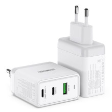 Įkroviklis DUZZONA T1 65W 1xUSB, 2xType-C baltas