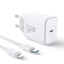 Įkroviklis Joyroom JR-TCF06 USB-C PD20W + USB-C to Lightning 1.0m cable baltas