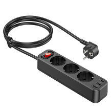 Ilgiklis Hoco NS2 Aura 3 lizdų + 3xUSB-A 1.8m juodas