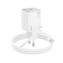 Įkroviklis Hoco N40 USB-C PD20W + USB-C to Lightning 1.0m baltas