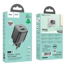 Įkroviklis Hoco N41 USB-A / USB-C PD20W+QC3.0 juodas