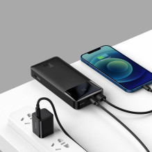 Išorinė baterija Power Bank Baseus Bipow Type-C PD+2xQuick Charge 3.0 15W 20000mAh su ekranu juoda PPBD050101