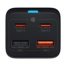 Quick Charger Baseus GaN3 Pro, 2x USB-C, 2x USB, 65W (black)